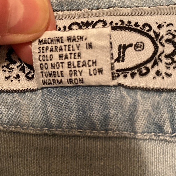 Bonjour Button Up Long Sleeved Denim Jean Shirt Light Blue Size Small - Picture 11 of 13